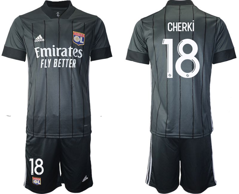Men 2020-2021 club Olympique Lyonnais away #18 black Soccer Jerseys